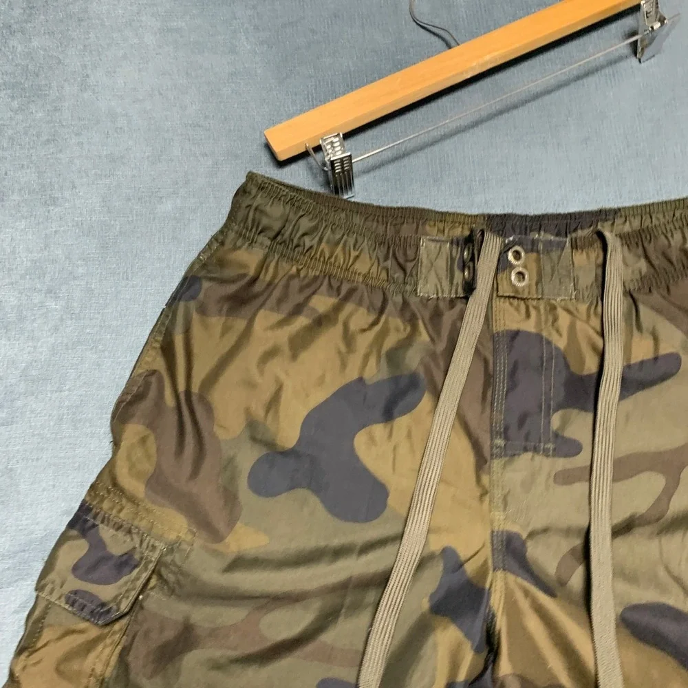 OP Ocean Pacific Board Shorts Men Medium Green Camouflage Beach Drawstring Waist
